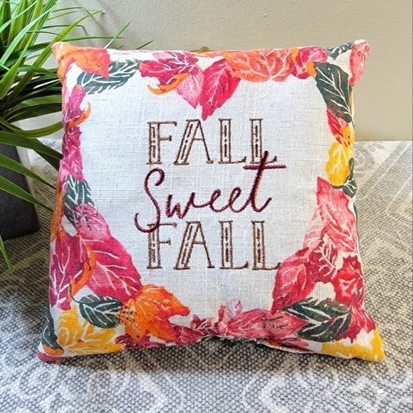 Fall Sweet Fall Mini Accent Pillow leaves heart - Picture 2 of 11